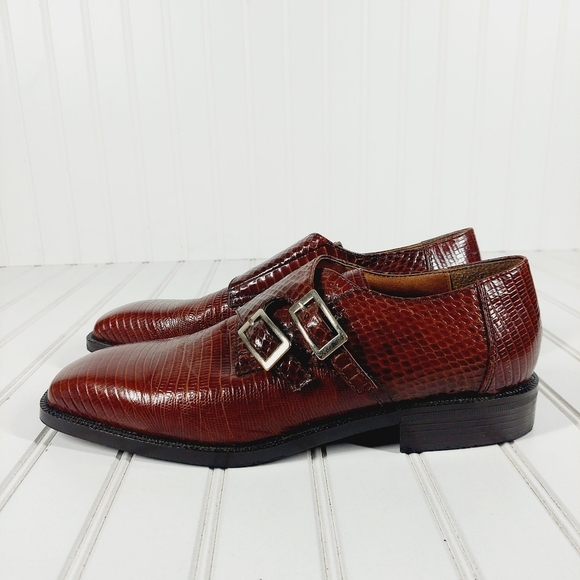 Stacy Adams Oxfords Snakeskin Leather Monk Strap Brown F806 main image 8